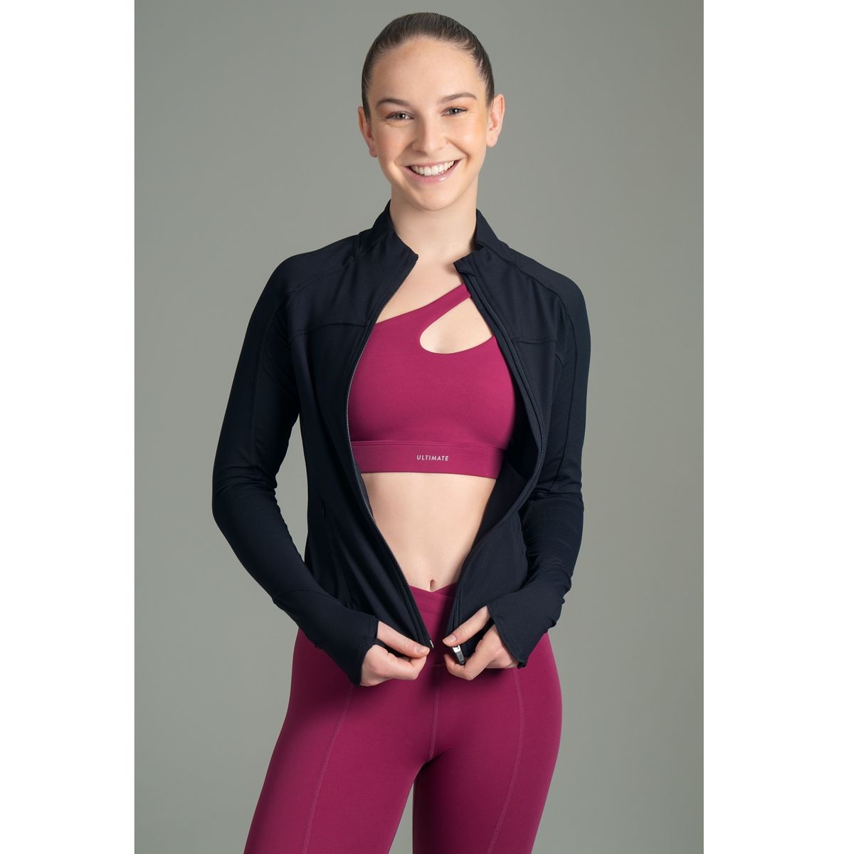 ULTIMATE - Casaca Deportiva Full Zipper para Mujer - Vintage Black