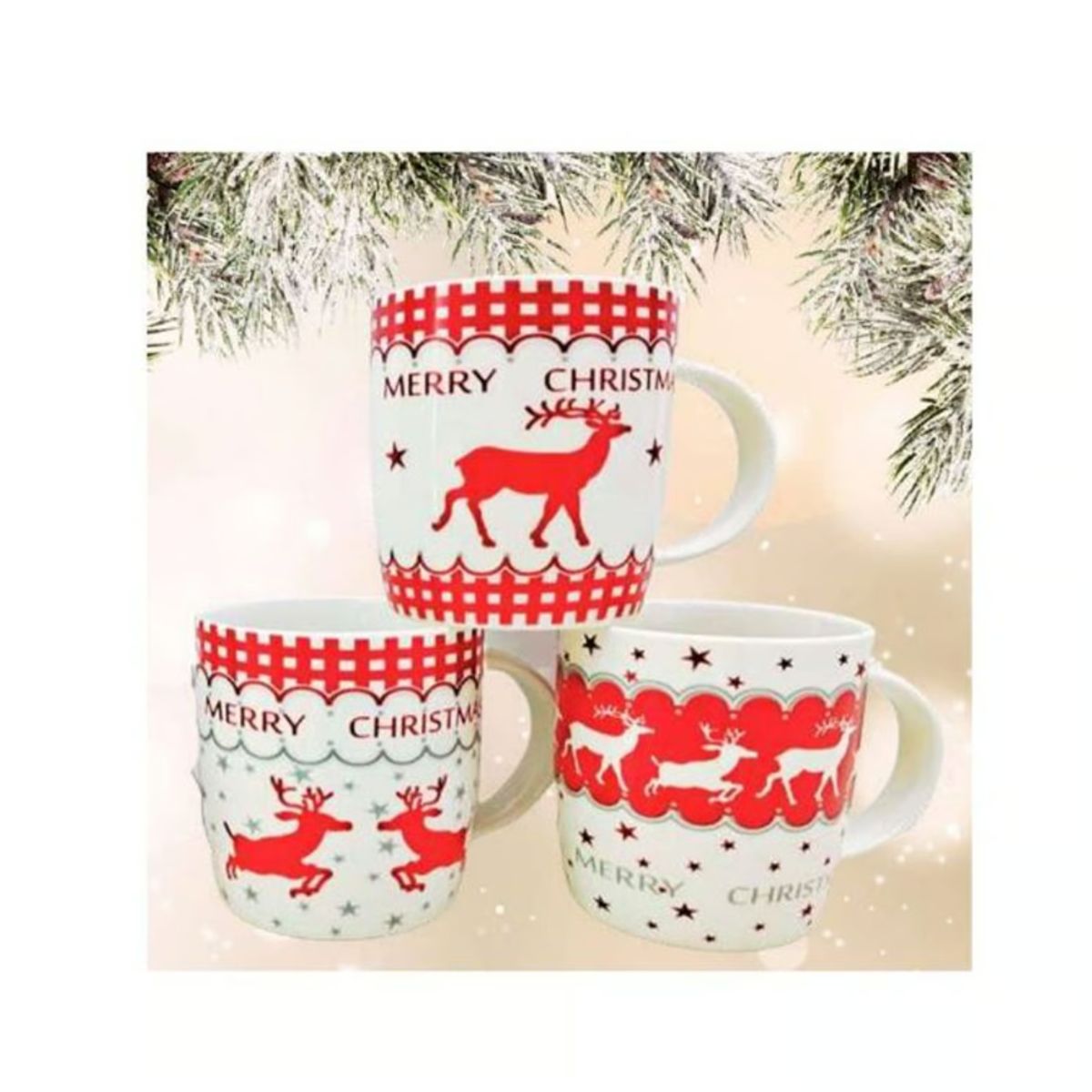 GENERICO - PACK DE 4 Taza De Navidad Cerámica
