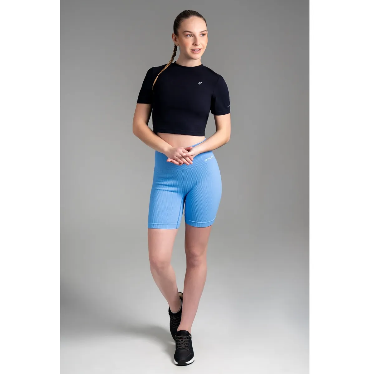 ULTIMATE - Crop Top Deportivo Mujer Manga Corta - Black