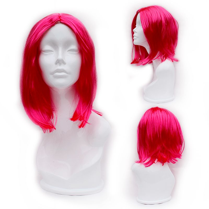 GENERICO - Peluca sintético lacio  Semi Larga Fucsia