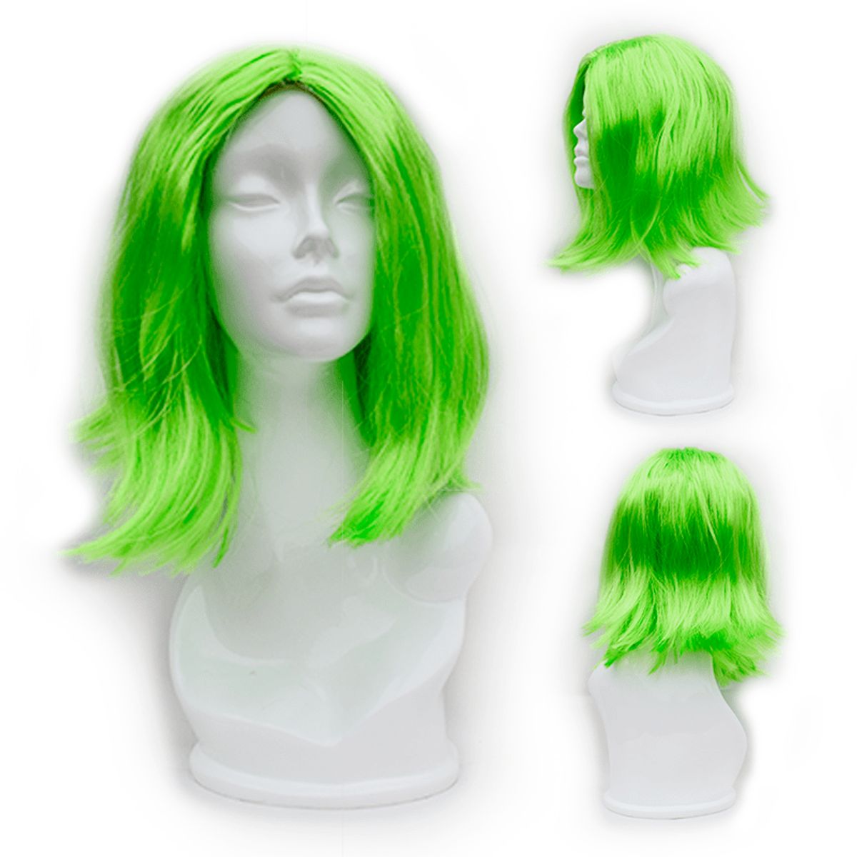 GENERICO - Peluca sintético lacio  Semi Larga Verde limón