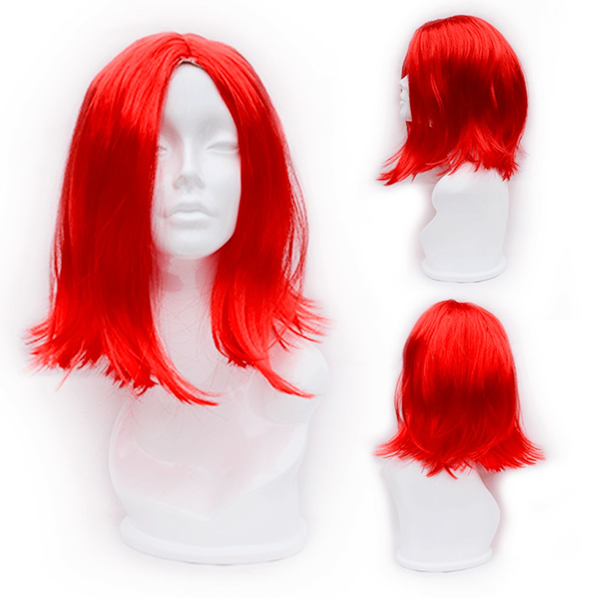 GENERICO - Peluca sintético lacio  Semi Larga Rojo