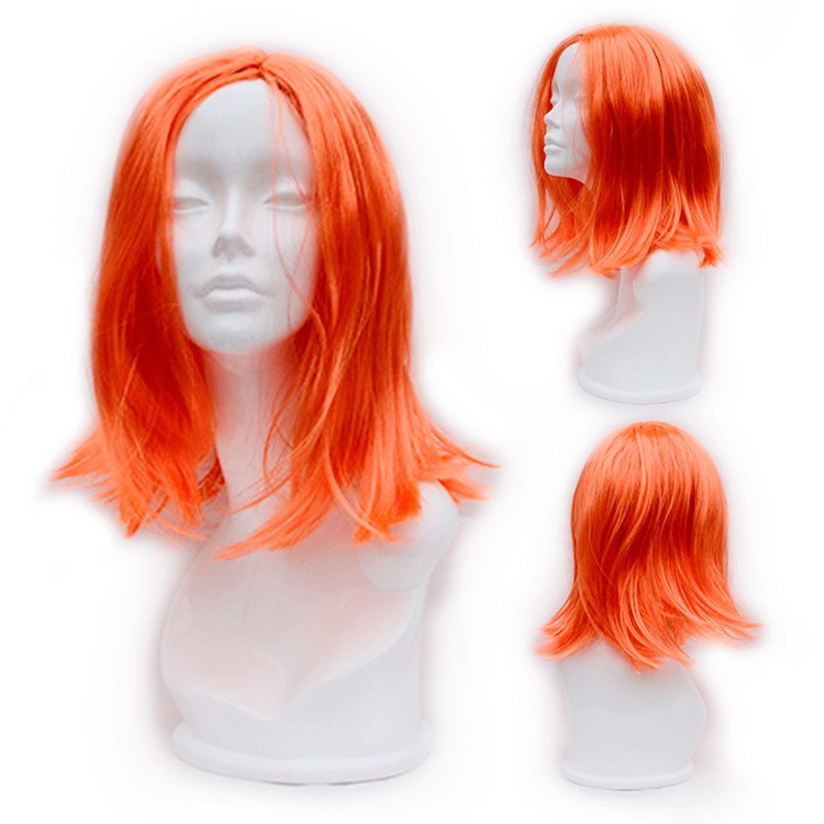 GENERICO - Peluca sintético lacio  Semi Larga color Naranja