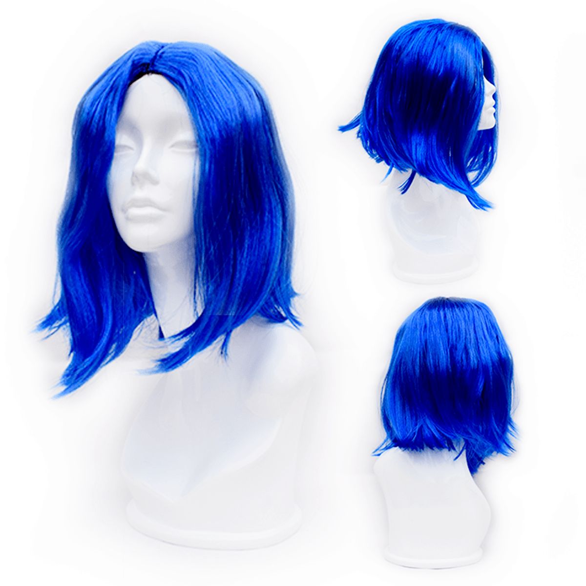 GENERICO - Peluca sintético lacio  Semi Larga color Azul