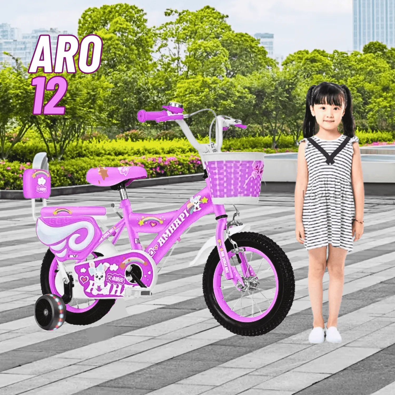 Bicicleta Infantil Aro 12 con doble asiento para niña GENERICO