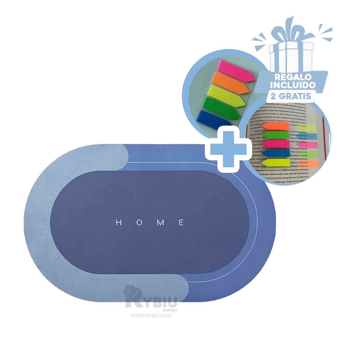 RYBIU IMPORT - Alfombra Ovalada Ideal en Tono Azul Y+Envoltorio de Regalo