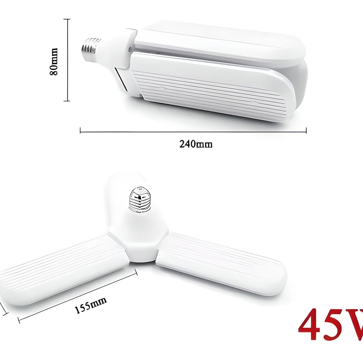 GENERICO - LÁMPARA FOCO LUZ LED MODELO MOLINO DE 3 ASPAS