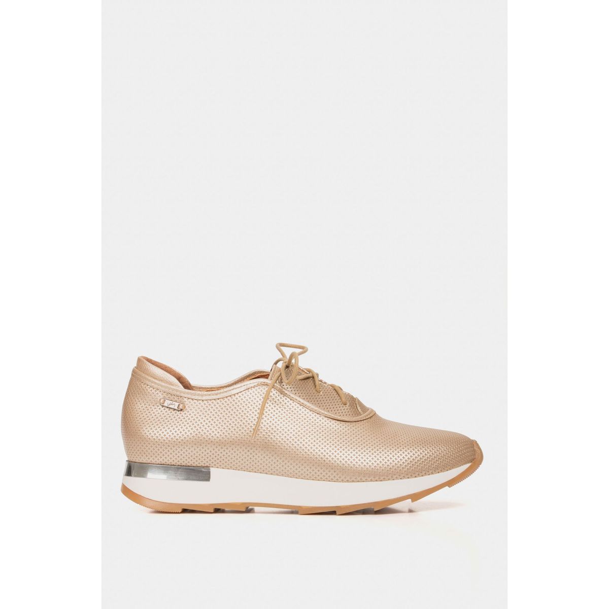 Velez - Vélez Zapatos Cordón Cuero Mujer Suela Deportiva Dorado
