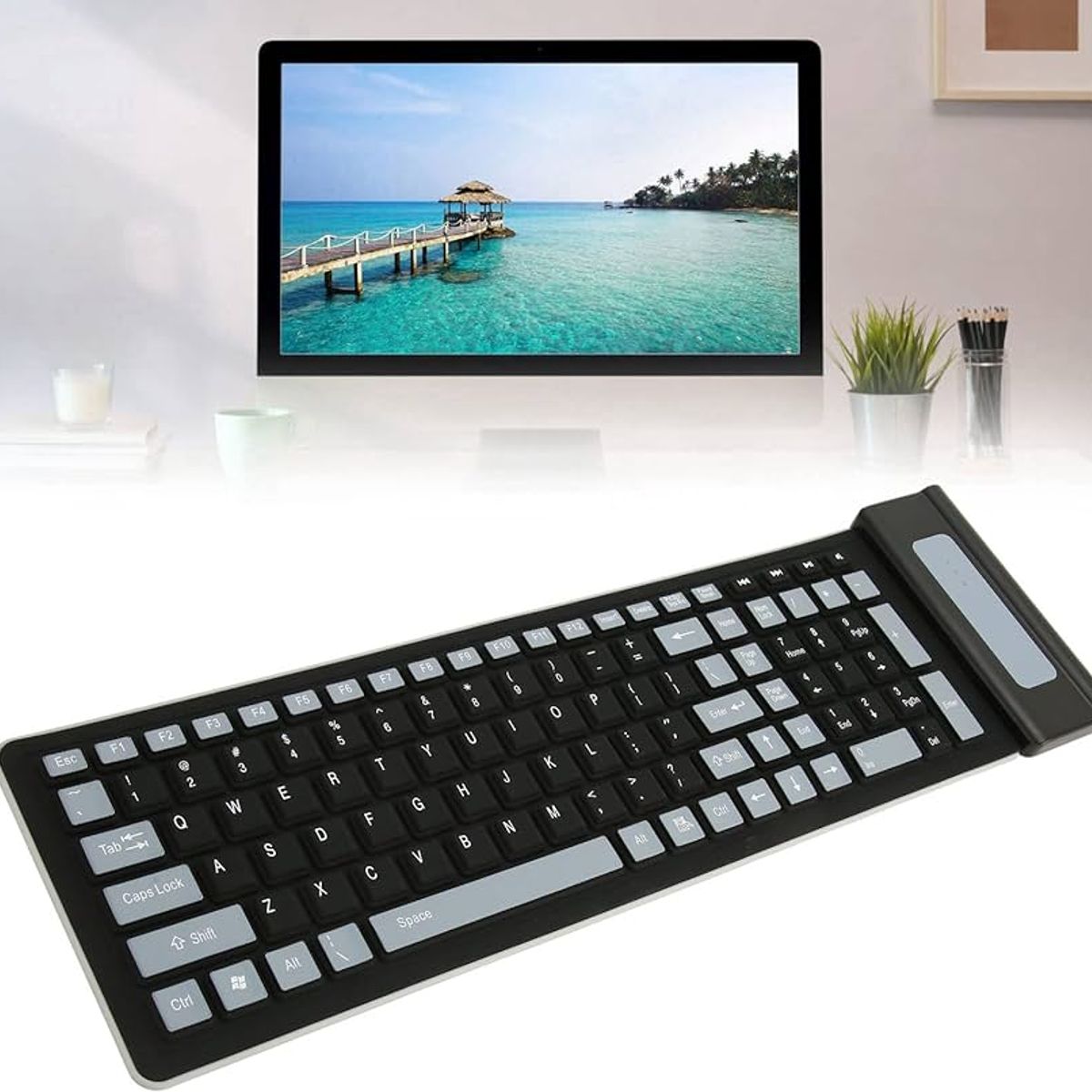 SEISA - Teclado Bluetooth Plegable Suave Impermeable para PC Laptop Celular