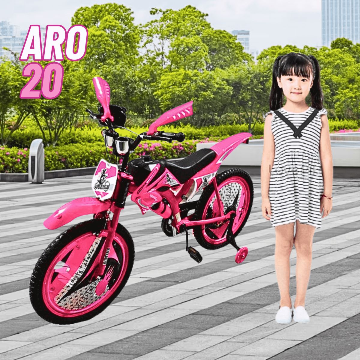 GENERICO - Bicicleta Infantil Aro 20 modelo Moto para niñas
