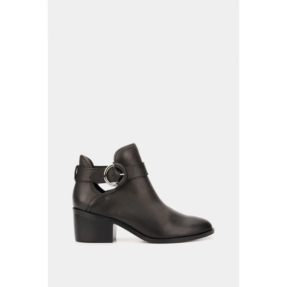 VELEZ - Vélez Botines Tacón Campina De Cuero Hebilla Negro