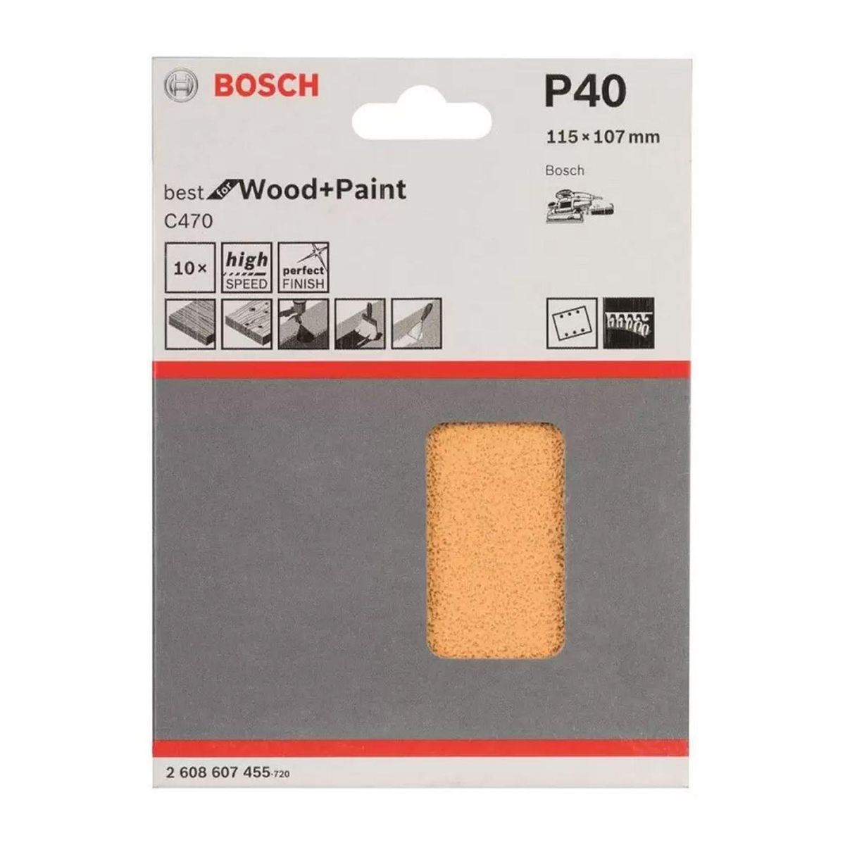 BOSCH - Lija para Orbital 14 Pliego Grano 40 10 und Bosch 2608607455-000