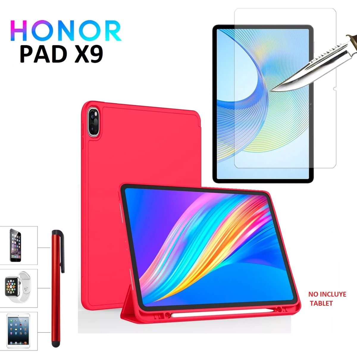 GENERICO - Funda + Mica + Lapiz para Honor Pad X9 11.5 Case Smart Porta Pencil