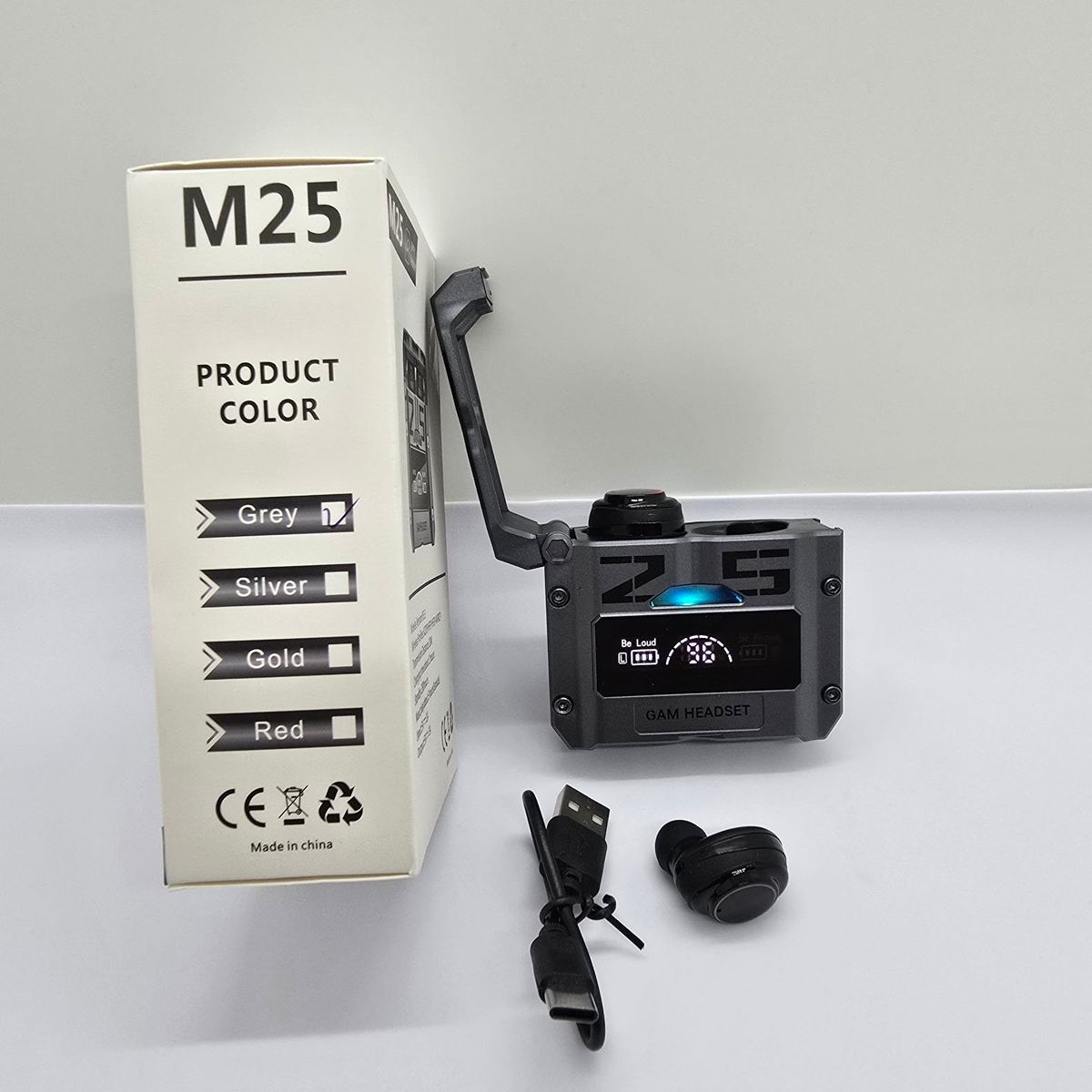 GENERICO - AUDIFONO BT M25 V53 NEGRO+POWER BANK