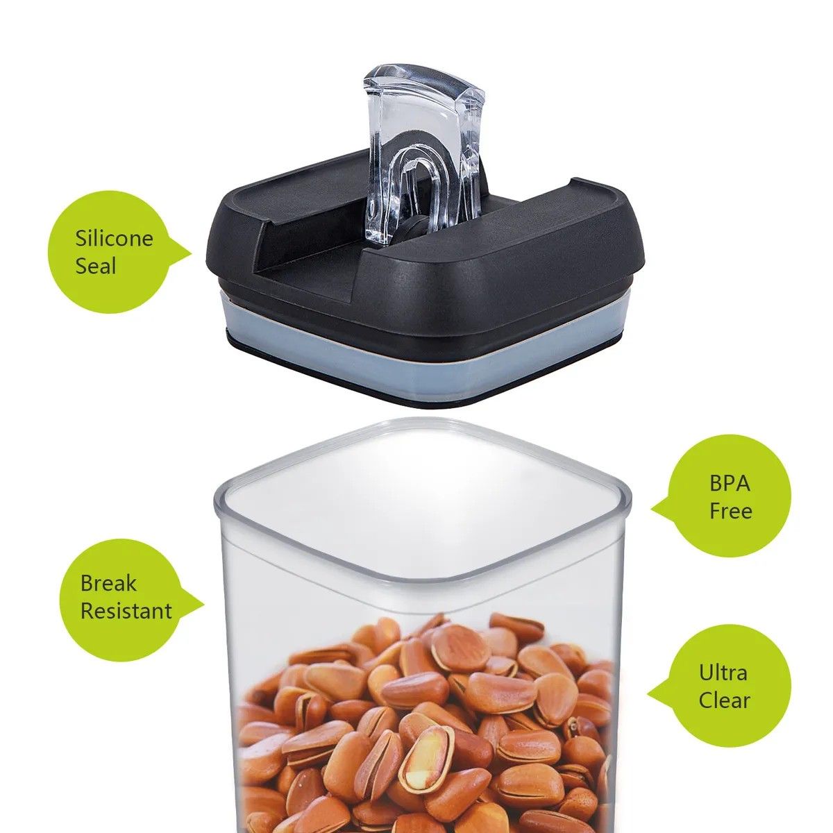 GENERICO - Juego De 7 Frascos Herméticos Con Tapa A Presión Tapa Negra