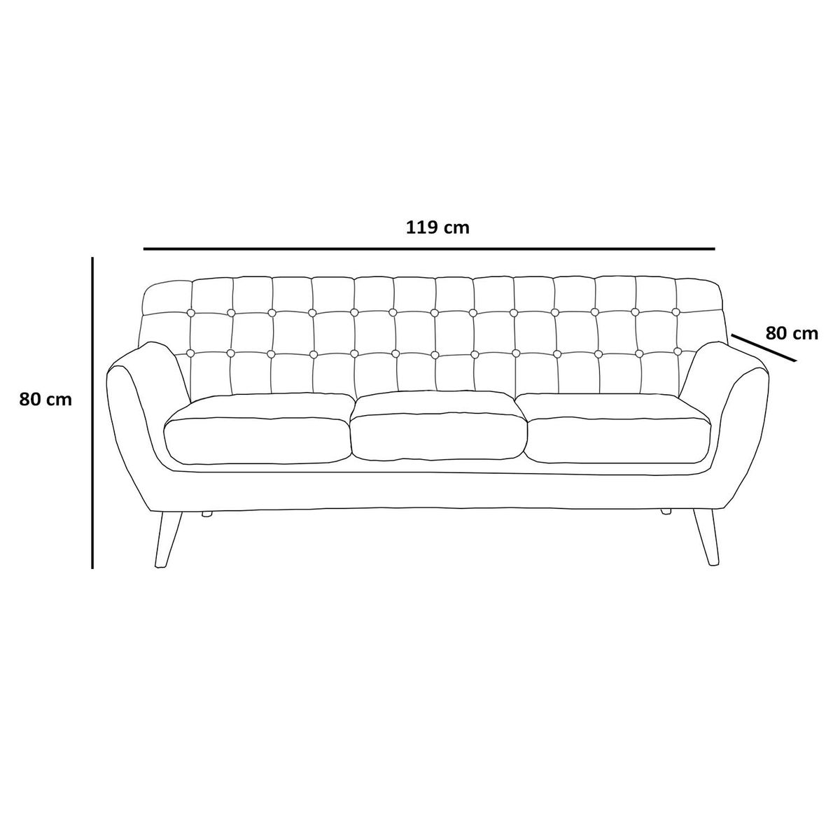 BARAKA HOME - Sofá Vintage Louth 3 cuerpos - Azul marino