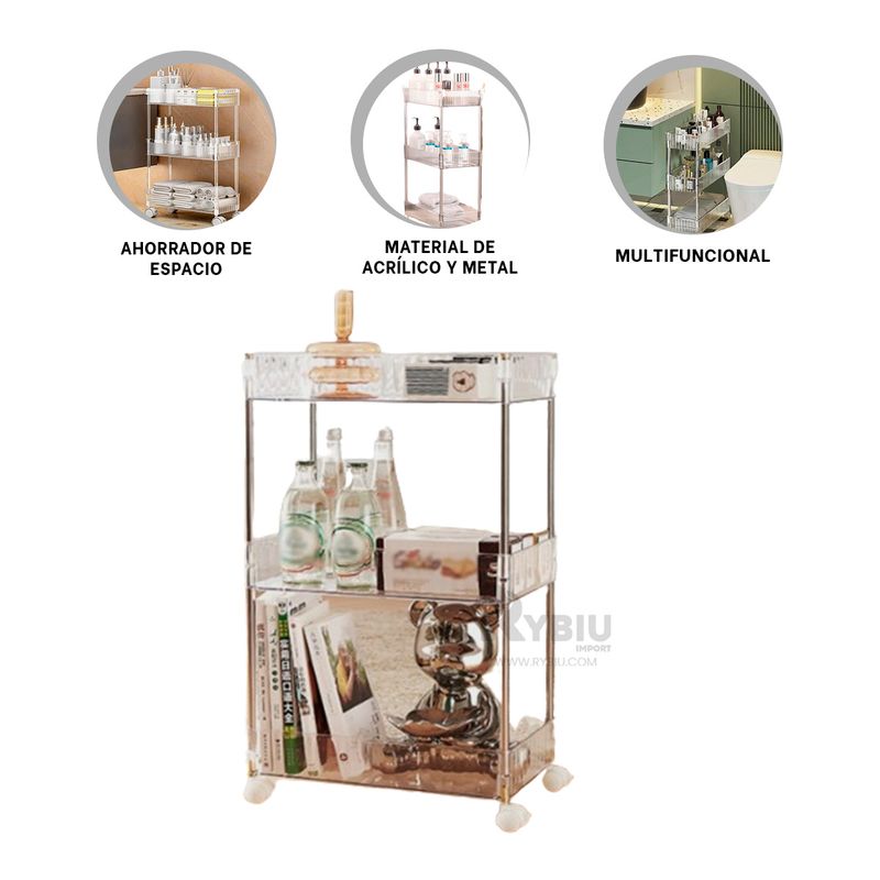 RYBIU IMPORT - Repisa Estetica de Baño con Acrilico Y+Regalo Agendita