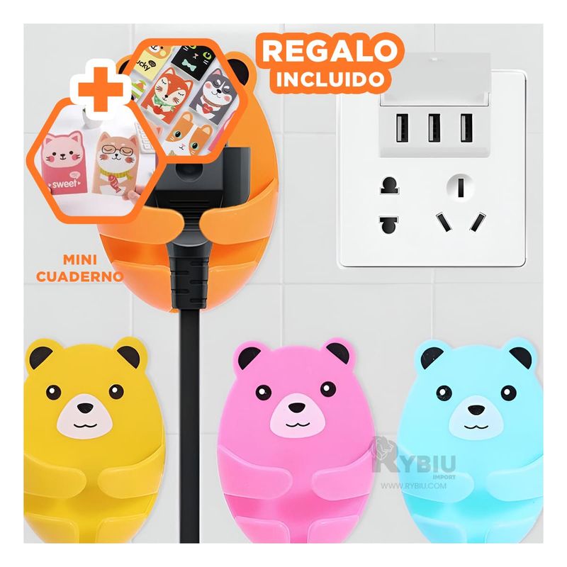 RYBIU IMPORT - Pack Util de 4 Ganchos en Tono Multicolor Y+Gift MiniAgenda