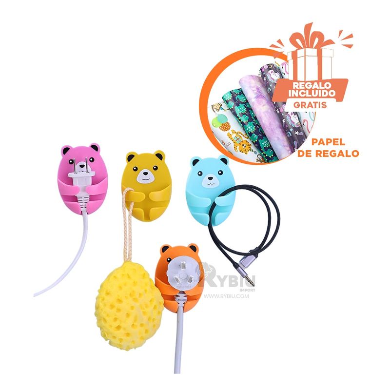 RYBIU IMPORT - Pack Compacto de 4 Enchufes Multicolor Y+Papel de Regalo