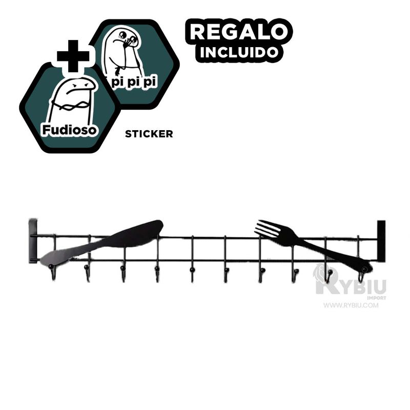RYBIU IMPORT - Colgador para Puertas Multiuso en Negro Y+Regalo Stickers