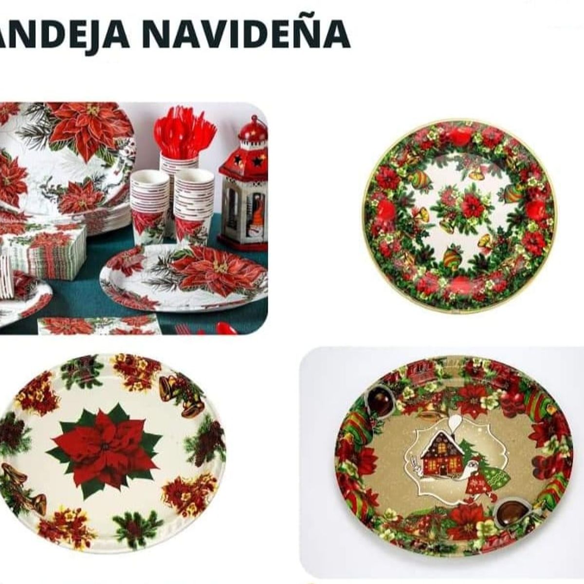 GENERICO - Bandeja navideña de metal Diseños variados - UNIDAD