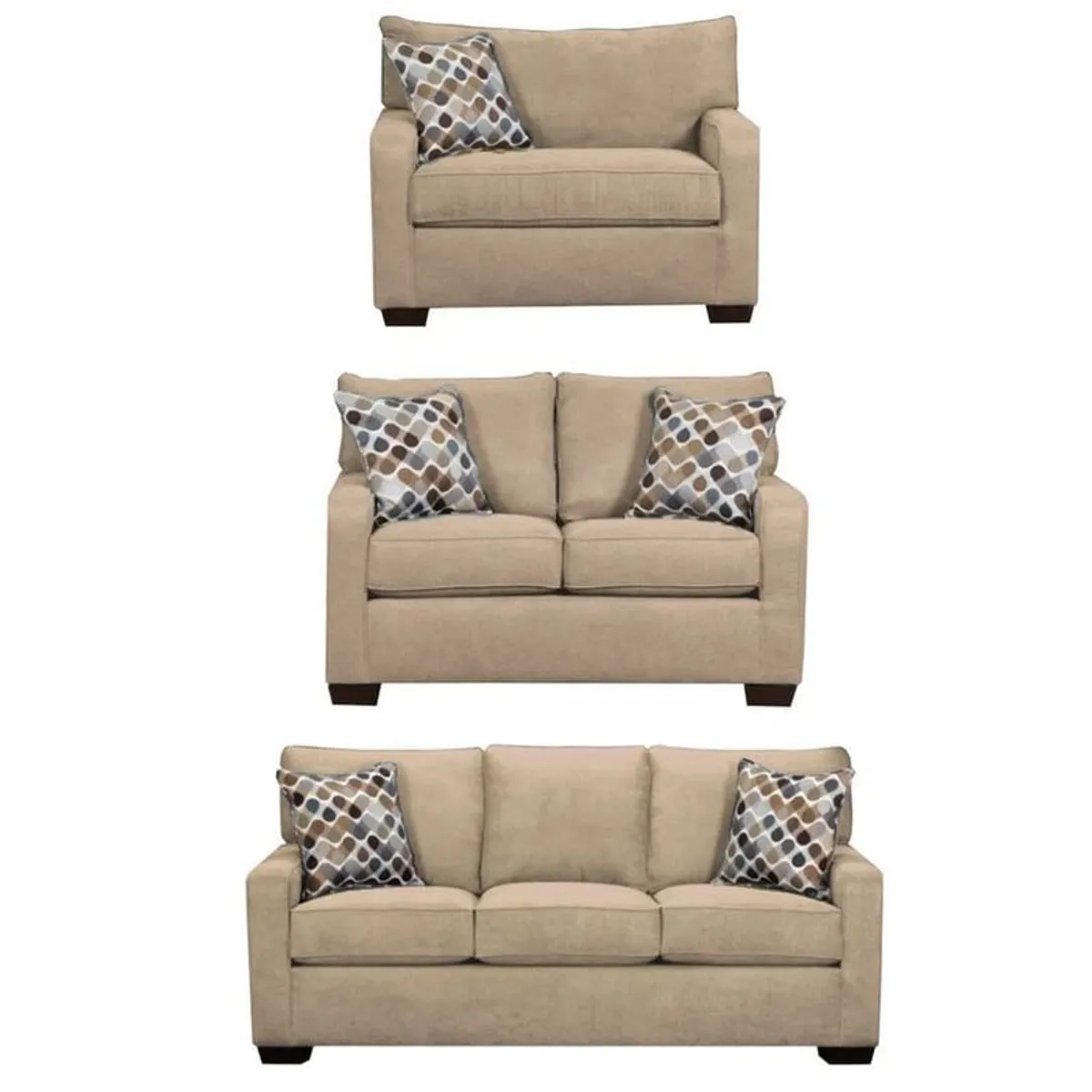 GENERICO - SECCIONAL Mueble 3 2 1 COLOR BEIGE +6 COJINES