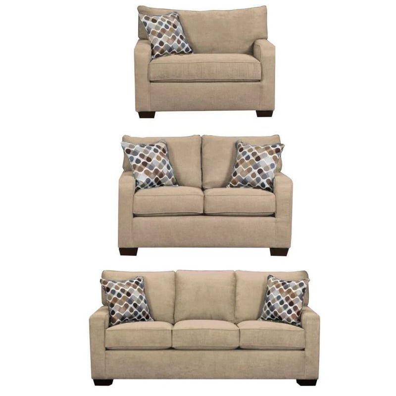 GENERICO - SECCIONAL Mueble 3 2 1 COLOR BEIGE -TELA  ANTI FLUIDO +6 COJINES