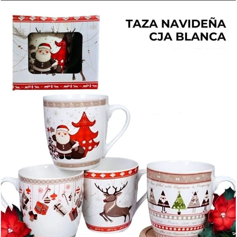 GENERICO - TAZA NAVIDEÑA CJA BLANCA - PACK DE 4