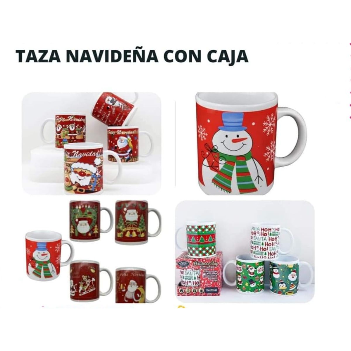 TAZA NAVIDEÑA DISEÑOS VARIADOS - PACK DE 4, marca GENERICO - Foto Principal