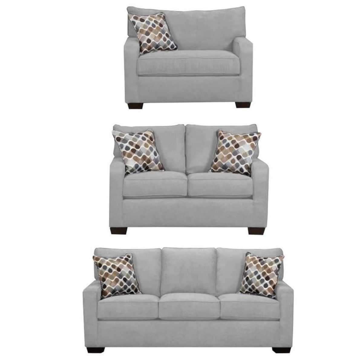 GENERICO - SECCIONAL Mueble 3 2 1 COLOR PLOMO +6 COJINES