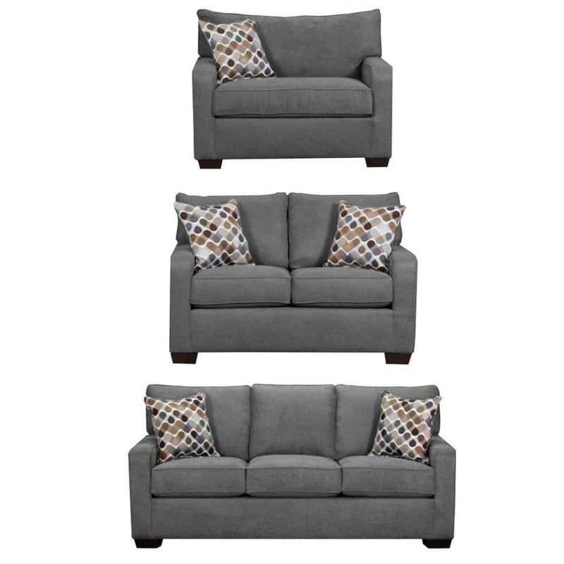 GENERICO - SECCIONAL Mueble 3 2 1 COLOR GRIS -TELA  ANTI FLUIDO +6 COJINES