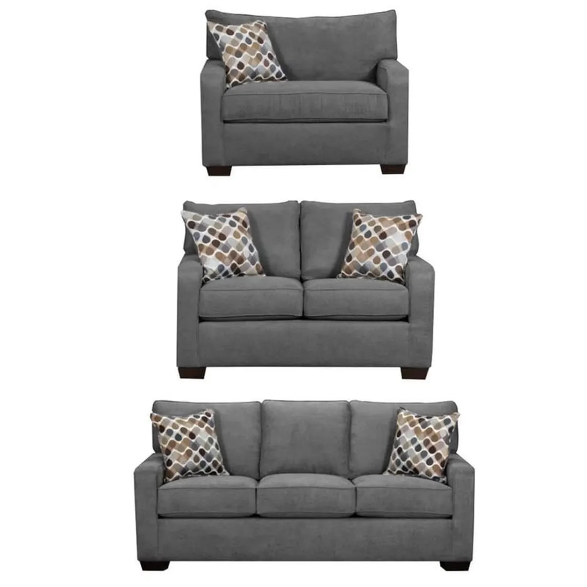 GENERICO - SECCIONAL Mueble 3 2 1 COLOR GRIS oscuro +6 COJINES