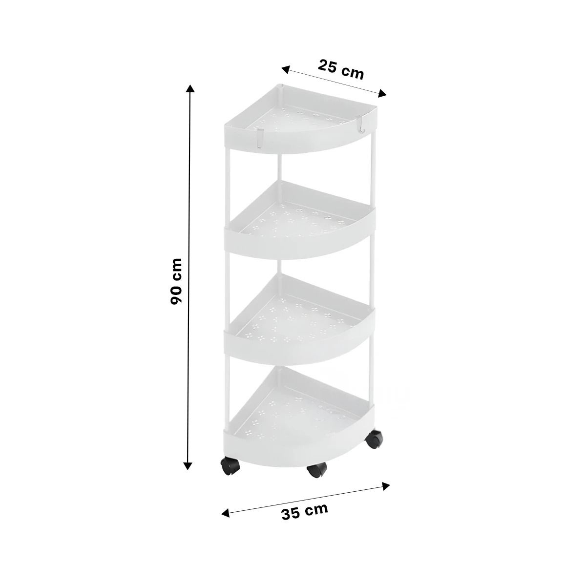 RYBIU IMPORT - Estante Esquinero de 4 Niveles con Ruedas Color Blanco