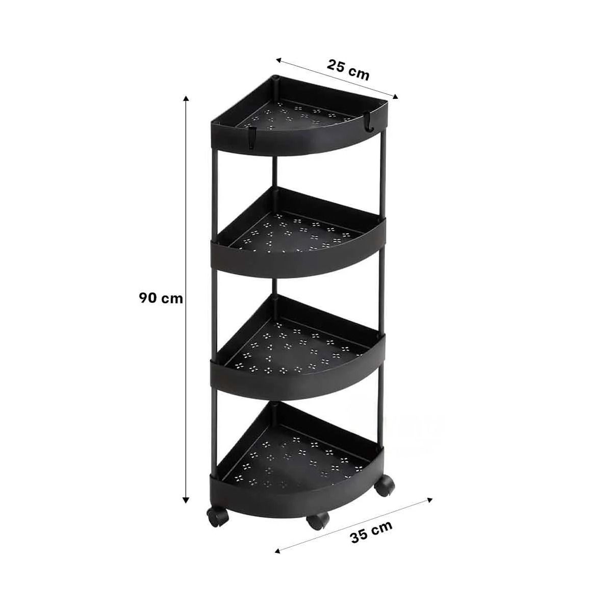 GENERICO - Estante Esquinero de 4 Niveles con Ruedas Color Negro
