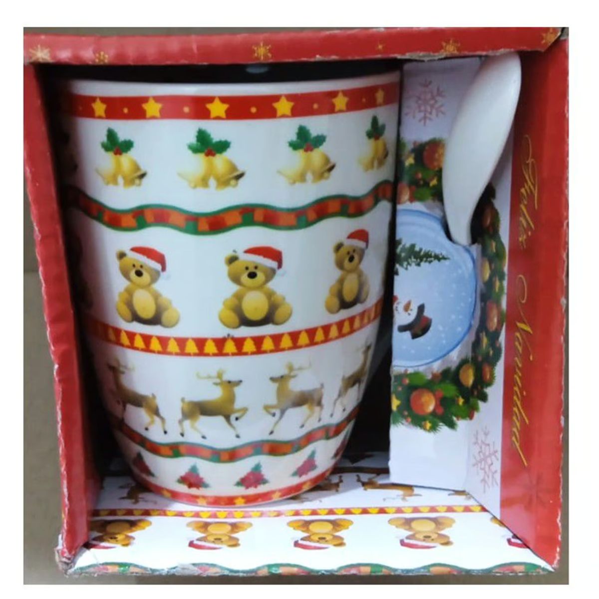 GENERICO - Taza De Navidad Cerámica Con Cucharita - UNIDAD