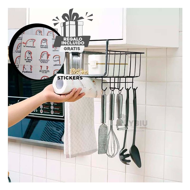 RYBIU IMPORT - Cesta Resistente Colgante de Color Negro Y+Regalo Stickers