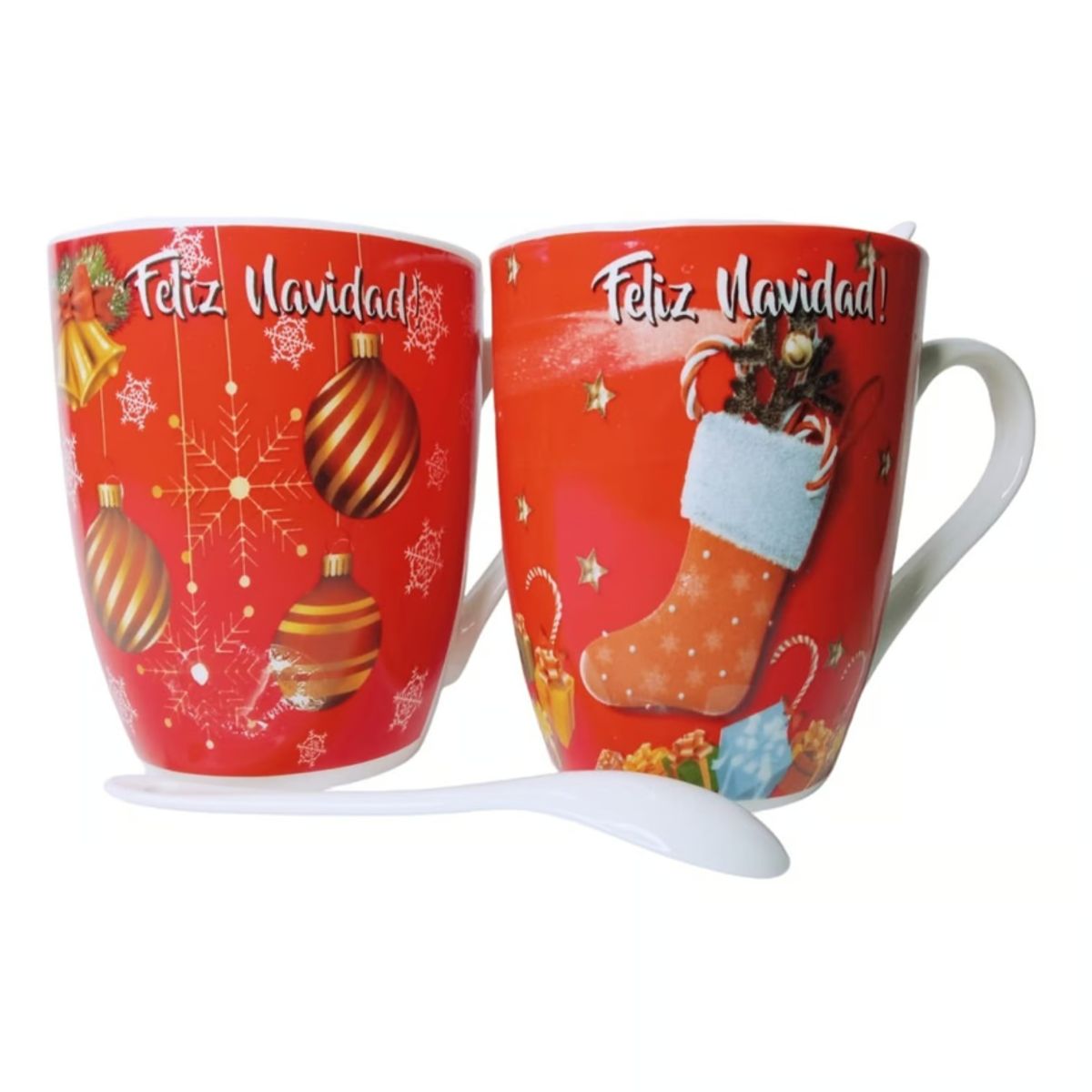 GENERICO - Taza con cucharita navideñas 300ml sublimadas - UNIDAD