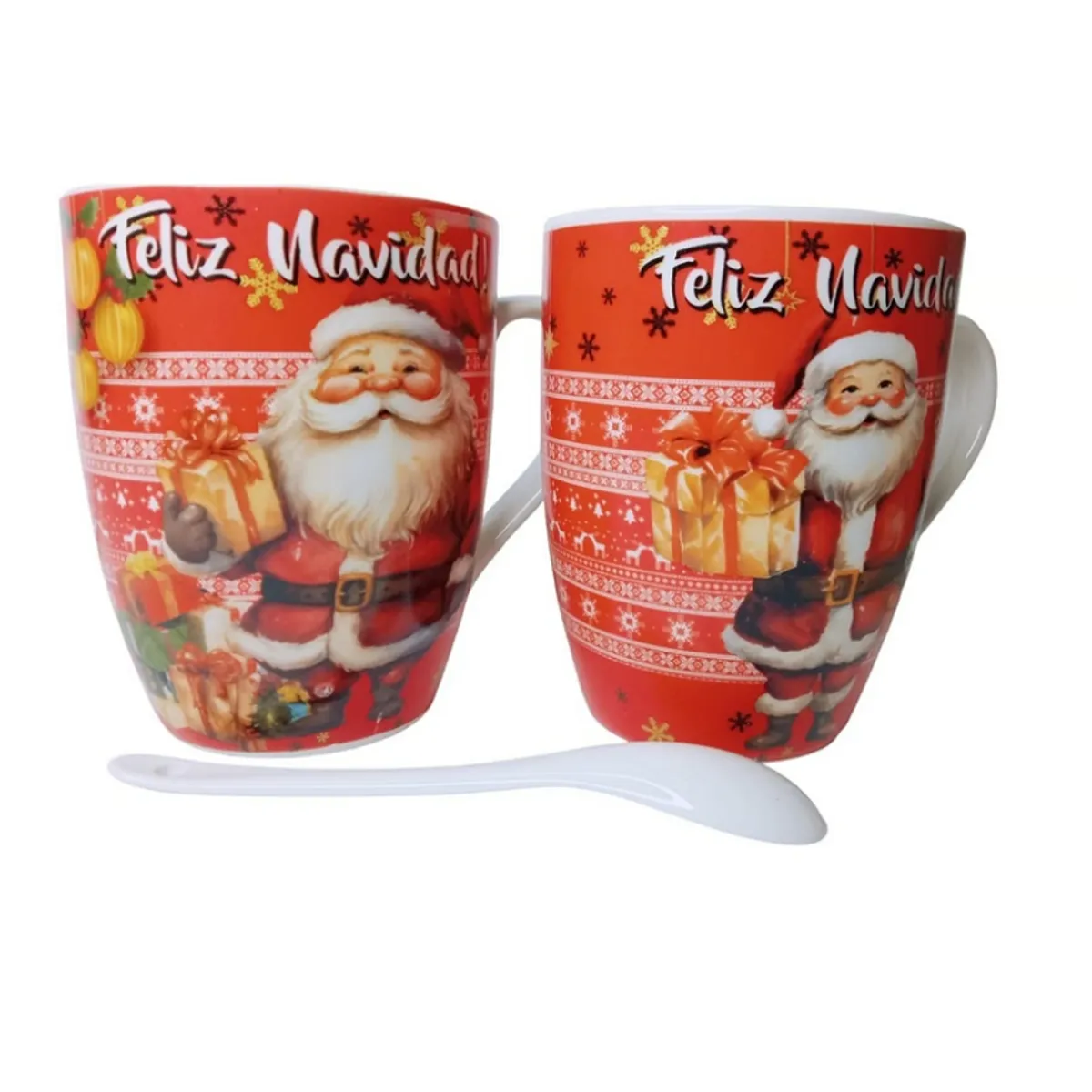 GENERICO - Taza con cucharita navideñas 300ml sublimadas - UNIDAD
