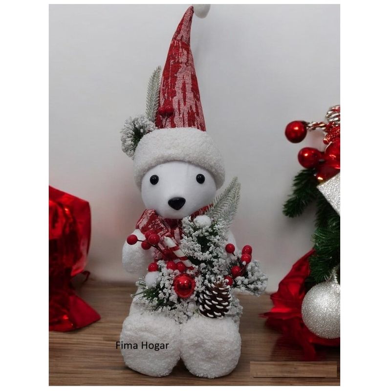 GENERICO - Oso Polar Con Luz Adorno De Navidad Color Blanco 52 Cm
