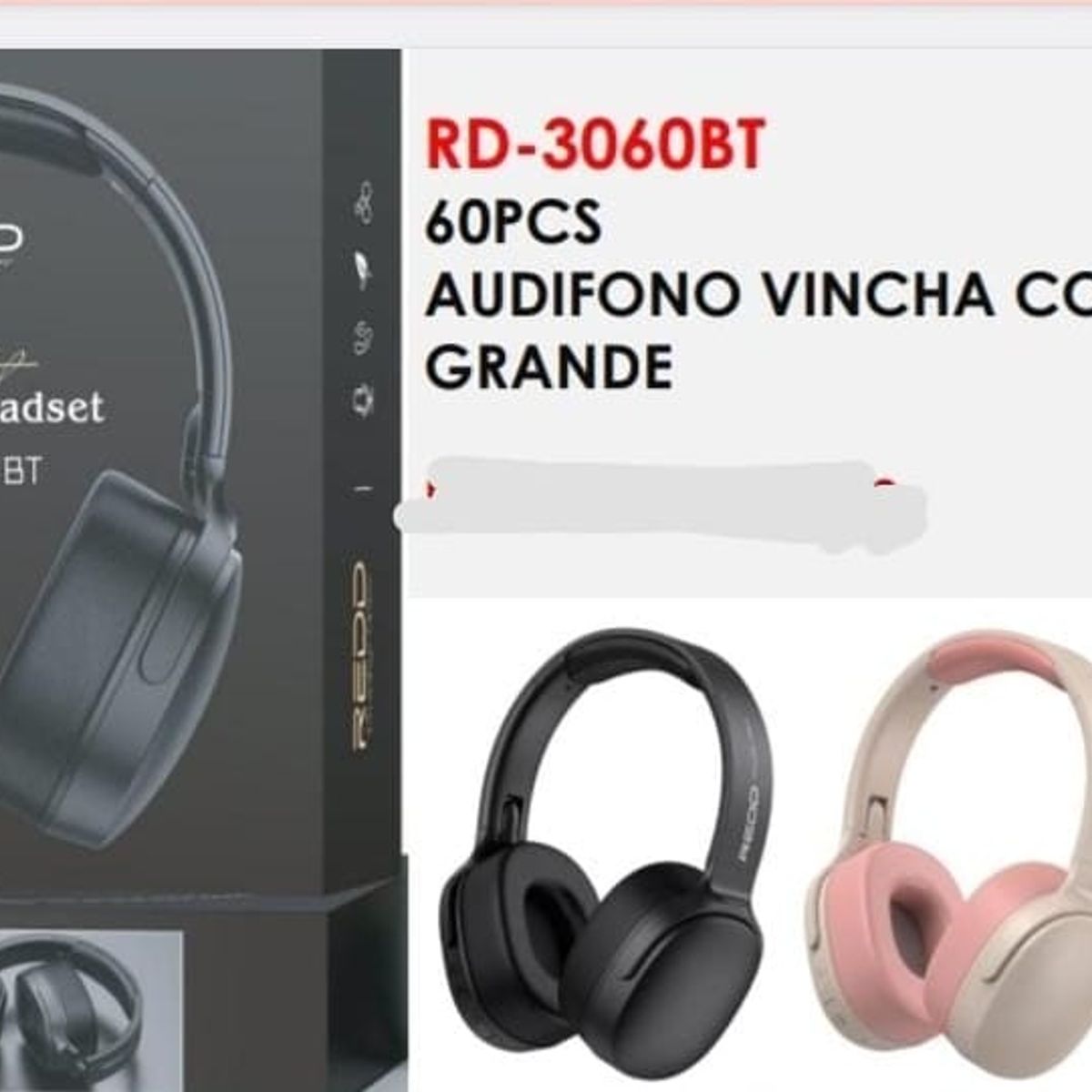 GENERICO - AUDIFONO BT VINCHA REDD NEGRO-PLOMO-ROSADO