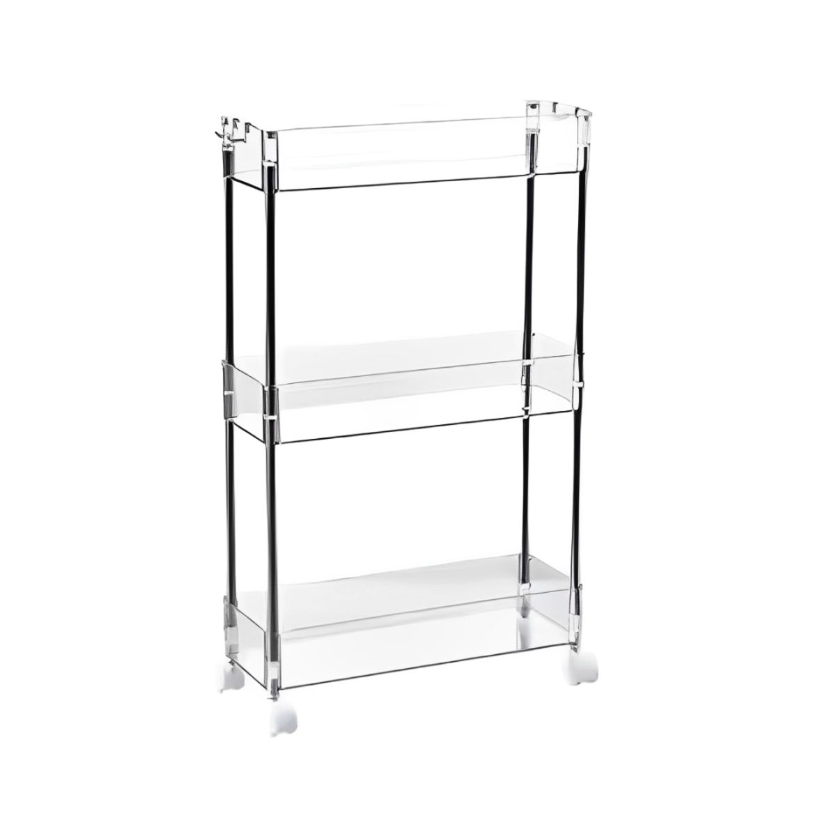 GENERICO - Carrito Laterales de 3 Niveles de 4 Ruedas en Acrilico