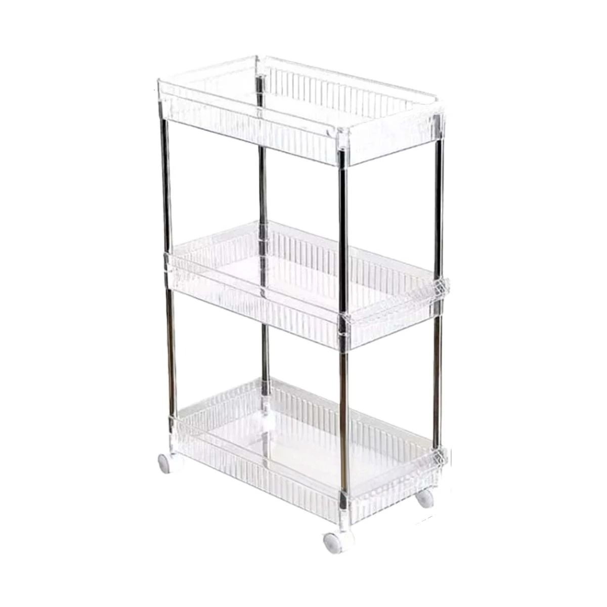 GENERICO - Carrito Laterales de 3 Niveles de 4 Ruedas en Acrilico