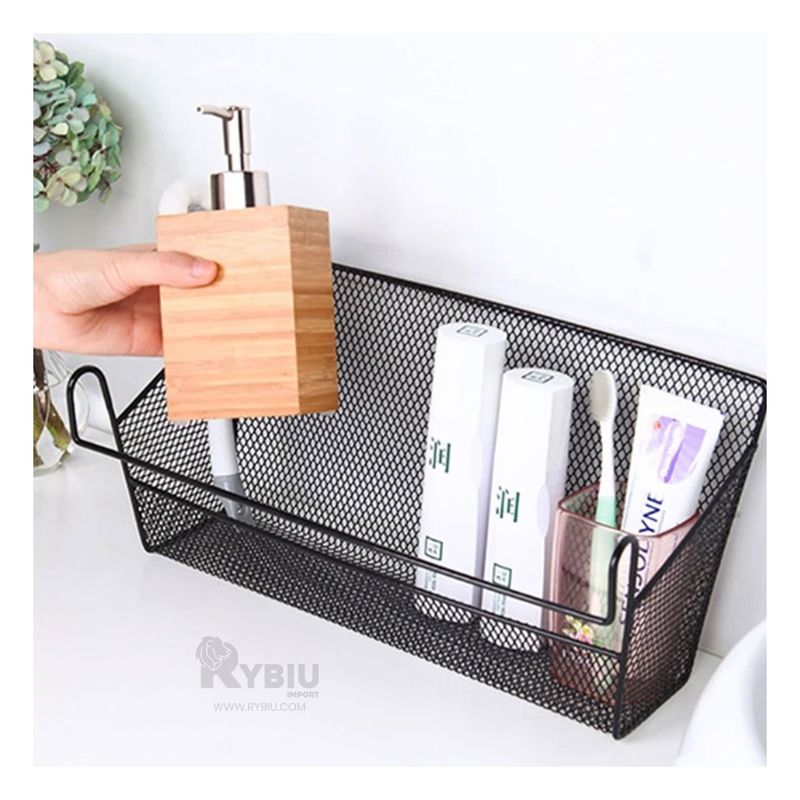RYBIU IMPORT - Canasta de Metal Colgador de Color Negro Y+Gift MiniAgenda