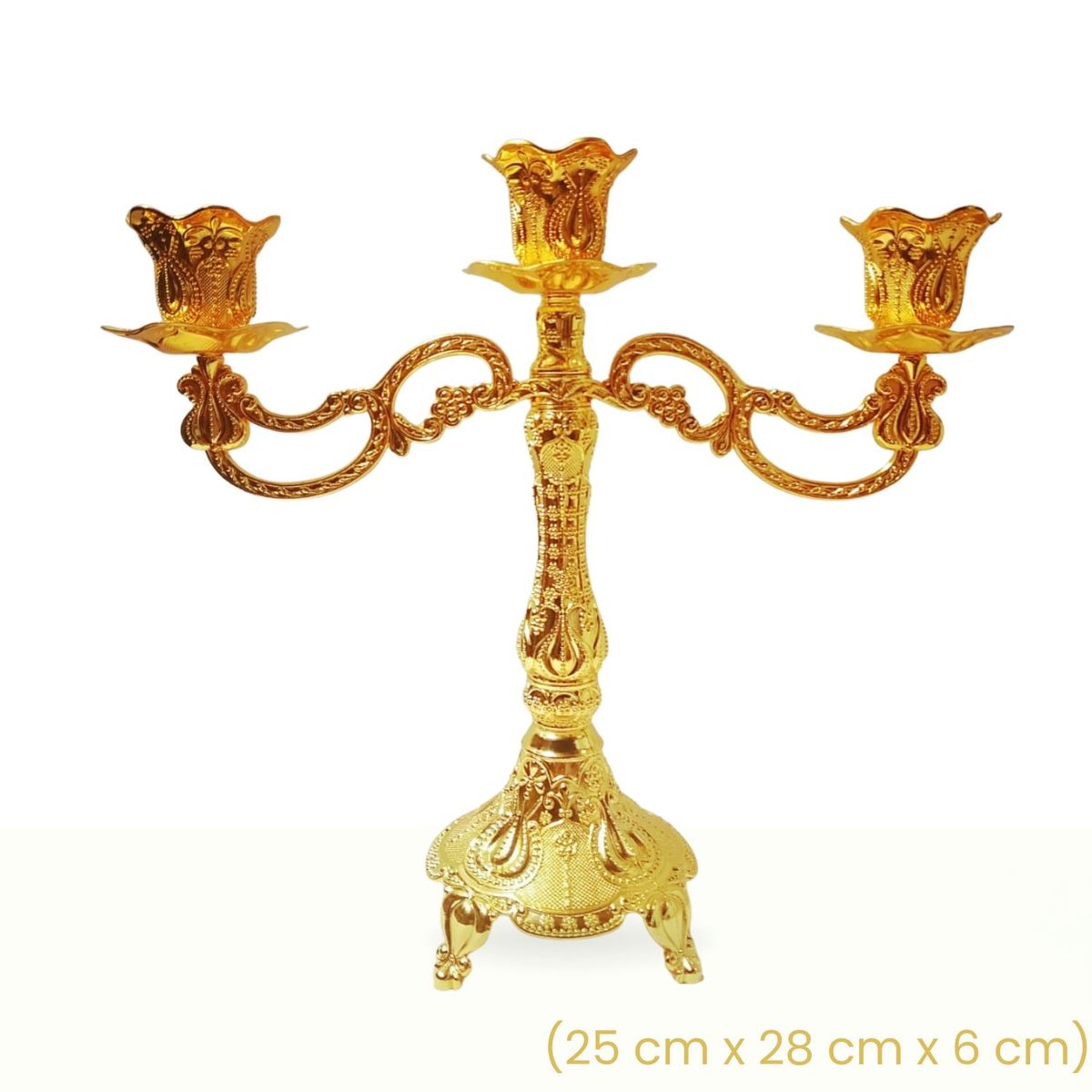 ICHIMATSU - CANDELABRO DE 3 BRAZOS PLAQUE DORADO.