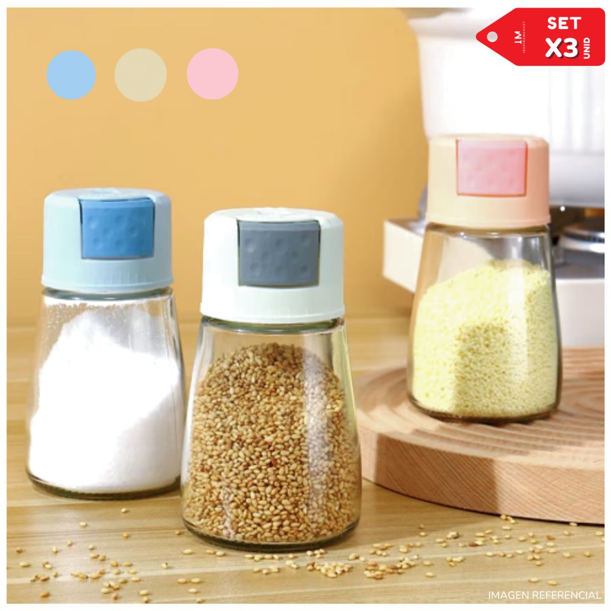 INSPIRA MARKET - Set x3 Salero Condimentero Multicolor