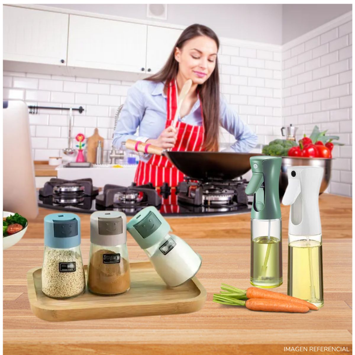 INSPIRA MARKET - Set x5 Salero Condimentero con spray aceitero