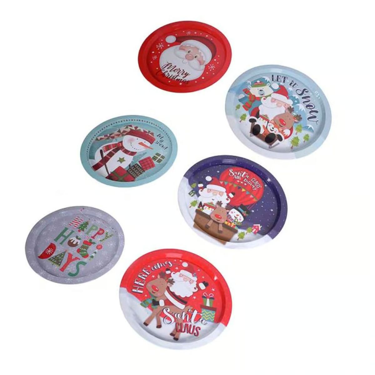 GENERICO - Bandeja navideña de metal Diseños variados - UNIDAD