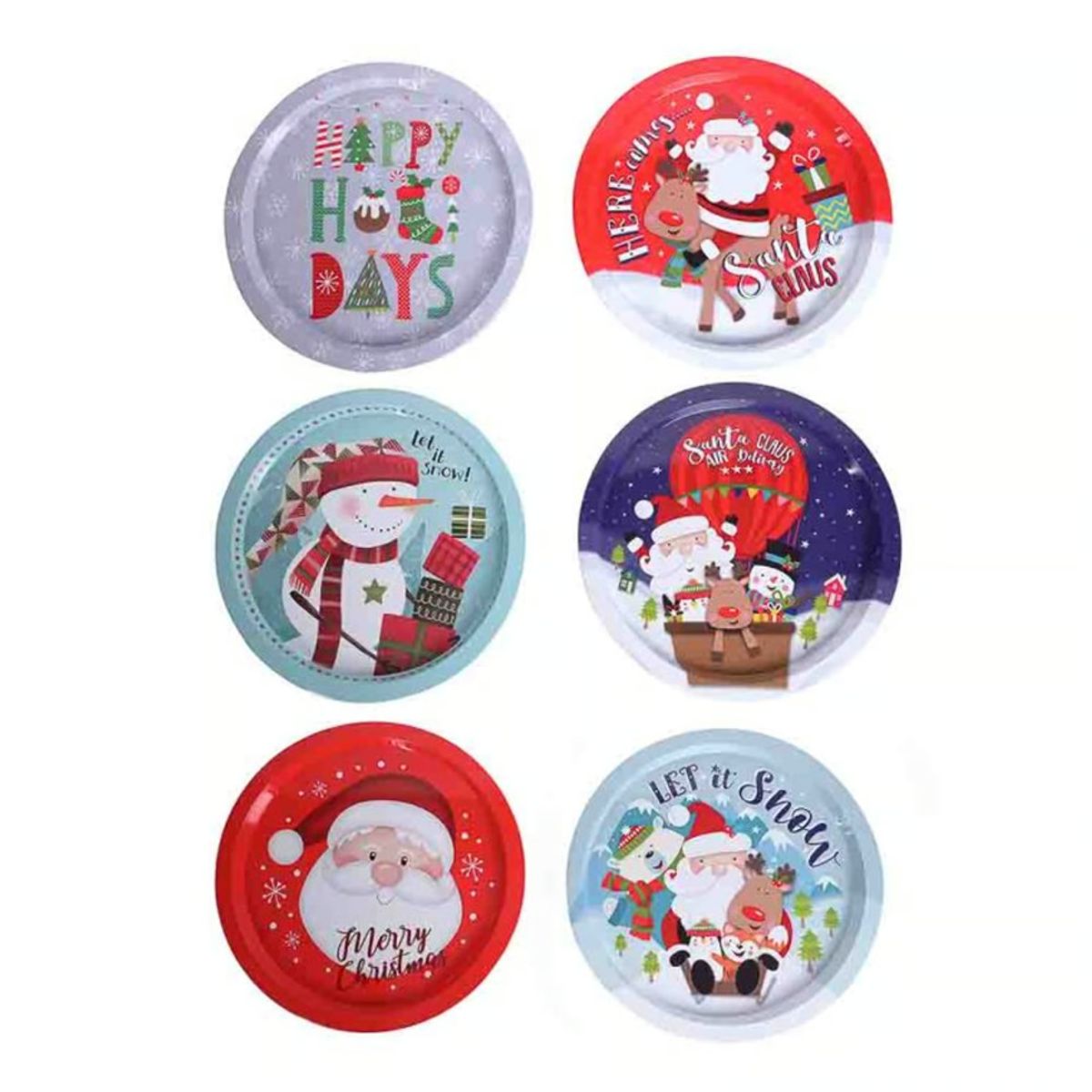 GENERICO - Bandeja navideña de metal Diseños variados - UNIDAD