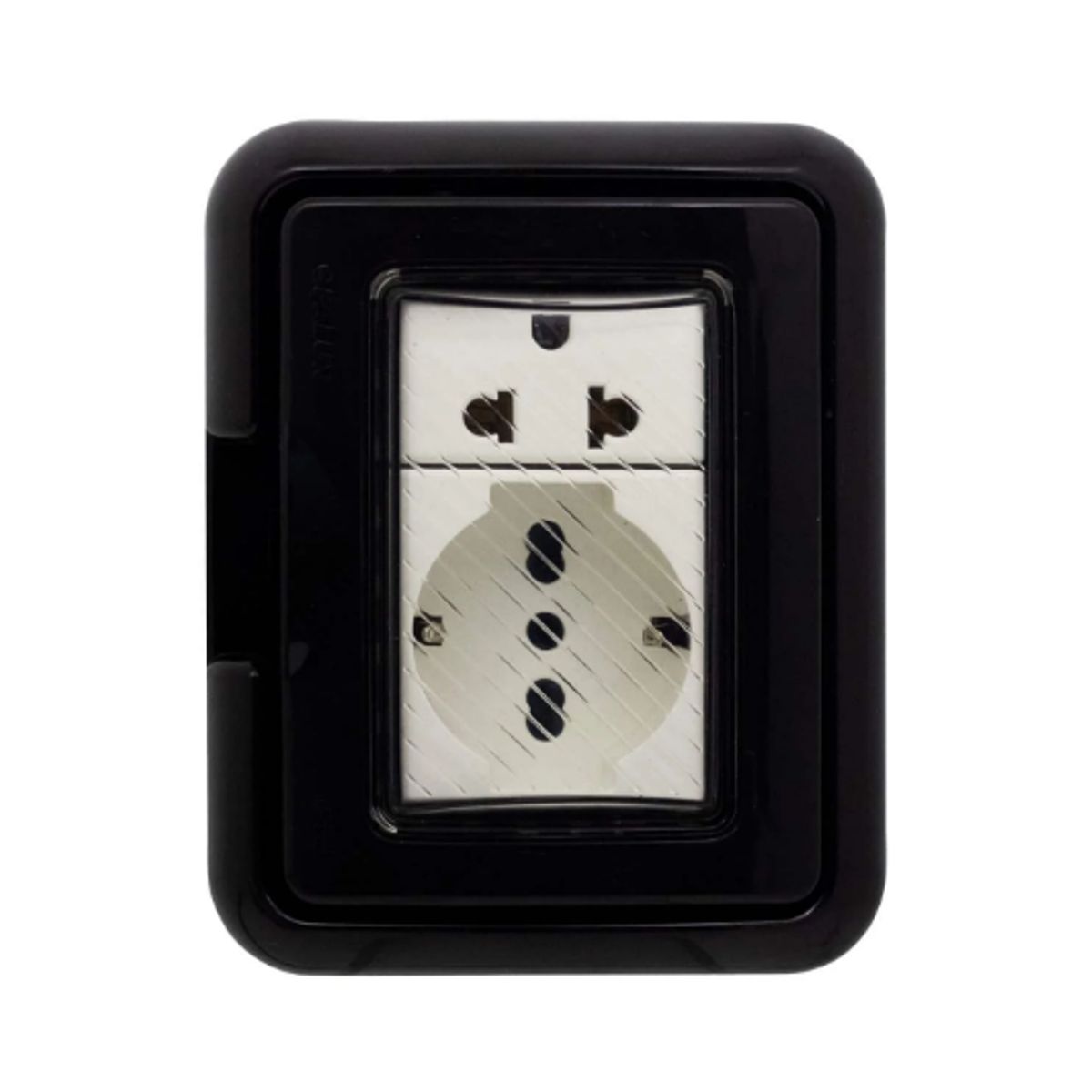 OPALUX - Tomacorriente Idrobox Doble Schuko + Toma Universal BM3KIT-BLACK