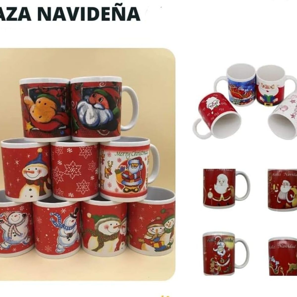 GENERICO - TAZA NAVIDEÑA CJA NEGRA PACK X4